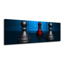 Canvas schilderij Spel | Blauw, Rood, Grijs | 120x40cm 3Luik