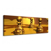 Glas schilderij Spel | Geel, Bruin | 120x40cm 3Luik
