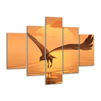 Glas schilderij Vogel | Geel, Bruin | 100x70cm 5Luik