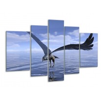 Glas schilderij Vogel | Blauw, Wit | 170x100cm 5Luik