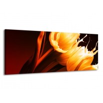 Glas schilderij Tulp | Geel, Oranje, Bruin | 145x58cm 1Luik