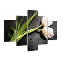 Glas schilderij Tulp | Grijs, Groen, Wit | 100x70cm 5Luik
