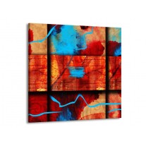 Glas schilderij Abstract | Blauw, Oranje, Rood | 70x70cm 1Luik