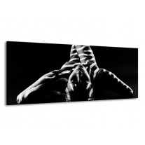 Glas schilderij Abstract | Zwart, Wit, Grijs | 145x58cm 1Luik