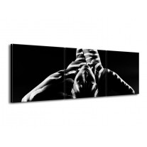 Glas schilderij Abstract | Zwart, Wit, Grijs | 150x50cm 3Luik