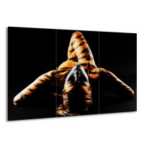 Canvas schilderij Abstract | Oranje, Zwart, Geel | 165x100cm 3Luik