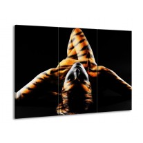 Glas schilderij Abstract | Oranje, Zwart, Geel | 90x60cm 3Luik