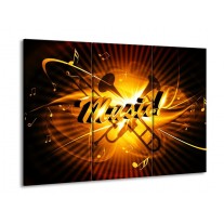 Canvas schilderij Muziek | Goud, Geel, Zwart | 90x60cm 3Luik