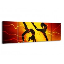 Glas schilderij Dansen | Oranje, Rood, Geel | 170x50cm 3Luik