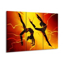 Glas schilderij Dansen | Oranje, Rood, Geel | 90x60cm 3Luik