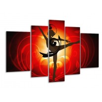 Glas schilderij Dansen | Oranje, Rood, Geel | 170x100cm 5Luik