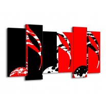 Canvas schilderij Muziek | Rood, Zwart, Wit | 120x65 5Luik