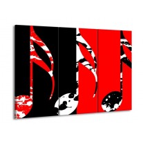 Canvas schilderij Muziek | Rood, Zwart, Wit | 90x60cm 3Luik