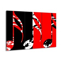 Glas schilderij Muziek | Rood, Zwart, Wit | 90x60cm 3Luik