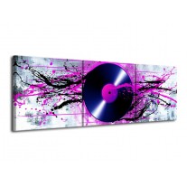 Canvas schilderij Muziek | Paars, Zwart, Grijs | 120x40cm 3Luik