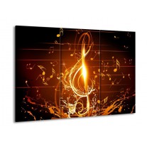 Canvas schilderij Muziek | Bruin, Geel, Zwart | 90x60cm 3Luik