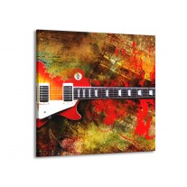 Canvas schilderij Gitaar | Rood, Oranje, Geel | 70x70cm 1Luik