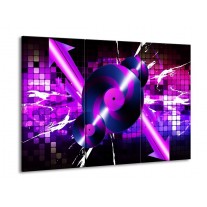 Canvas schilderij Muziek | Paars, Roze, Zwart | 90x60cm 3Luik
