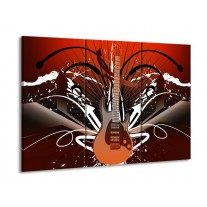 Canvas schilderij Gitaar | Bruin, Wit, Zwart | 90x60cm 3Luik