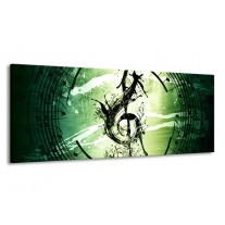 Canvas schilderij Gitaar | Groen, Wit, Zwart | 145x58cm 1Luik