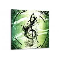 Canvas schilderij Gitaar | Groen, Wit, Zwart | 70x70cm 1Luik