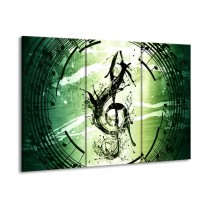 Canvas schilderij Gitaar | Groen, Wit, Zwart | 90x60cm 3Luik