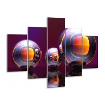 Glas schilderij Modern | Paars, Oranje, Blauw | 100x70cm 5Luik