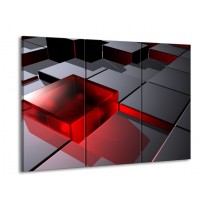 Glas schilderij Modern | Rood, Grijs | 90x60cm 3Luik