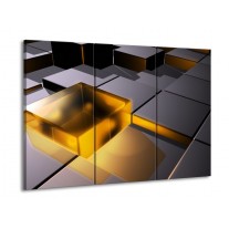 Glas schilderij Modern | Geel, Grijs | 90x60cm 3Luik