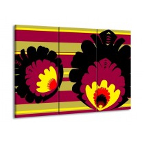 Glas schilderij Modern | Geel, Zwart, Roze | 90x60cm 3Luik