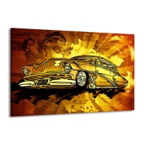 Canvas schilderij Oldtimer | Geel, Zwart, Goud | 140x90cm 1Luik