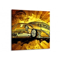 Canvas schilderij Oldtimer | Geel, Zwart, Goud | 50x50cm 1Luik
