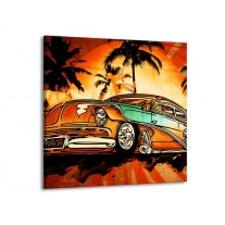 Canvas schilderij Oldtimer | Geel, Oranje, Bruin | 70x70cm 1Luik