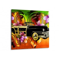 Canvas schilderij Oldtimer | Paars, Geel, Rood | 70x70cm 1Luik
