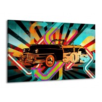 Canvas schilderij Oldtimer | Paars, Geel, Rood | 140x90cm 1Luik