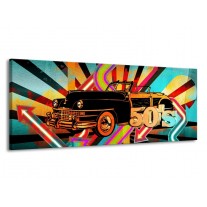 Canvas schilderij Oldtimer | Paars, Geel, Rood | 145x58cm 1Luik