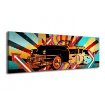 Canvas schilderij Oldtimer | Paars, Geel, Rood | 150x50cm 3Luik