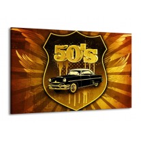 Canvas schilderij Oldtimer | Goud, Zwart, Bruin | 140x90cm 1Luik