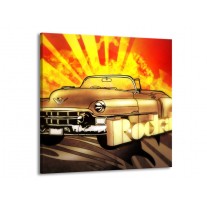 Canvas schilderij Oldtimer | Geel, Rood, Zwart | 50x50cm 1Luik