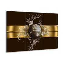 Glas schilderij Modern | Goud, Zwart, Bruin | 90x60cm 3Luik