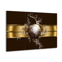 Glas schilderij Modern | Goud, Zwart, Bruin | 90x60cm 3Luik