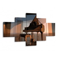 Canvas schilderij Piano | Bruin, Grijs | 125x70cm 5Luik
