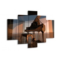 Canvas schilderij Piano | Bruin, Grijs | 150x105cm 5Luik