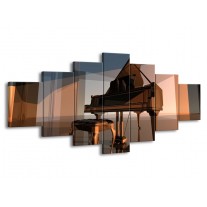 Canvas schilderij Piano | Bruin, Grijs | 210x100cm 7Luik