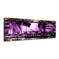 Glas schilderij Sydney | Paars, Grijs, Zwart | 150x50cm 3Luik