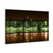 Glas schilderij Steden | Groen, Bruin | 90x60cm 3Luik