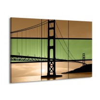 Glas schilderij Brug | Groen, Bruin, Zwart | 90x60cm 3Luik