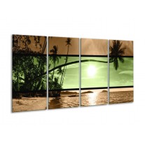 Glas schilderij Strand | Groen, Bruin, Zwart | 160x80cm 4Luik