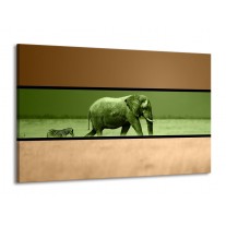 Canvas schilderij Olifant | Groen, Bruin | 140x90cm 1Luik