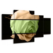 Canvas schilderij Roos | Groen, Bruin, Zwart | 160x90cm 4Luik